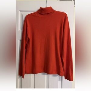 Valerie Stevens 100% Cashmere Two Ply Turtleneck Sweater Red Size Large Classic